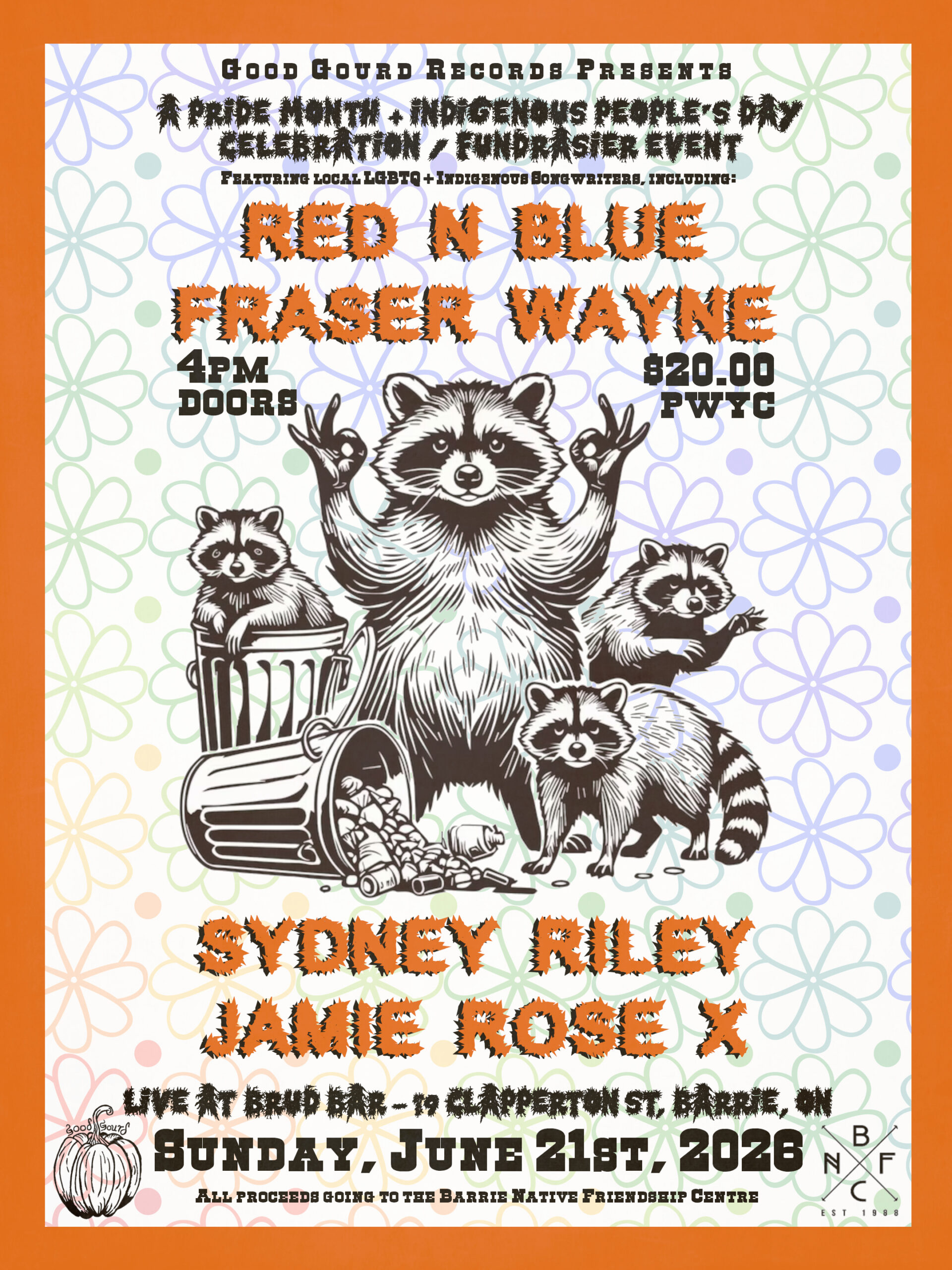 Pride Month/Indigenous Peoples Day Songwriter Showcase + Fundraiser @ Brüd Bar (Downtown Barrie) event