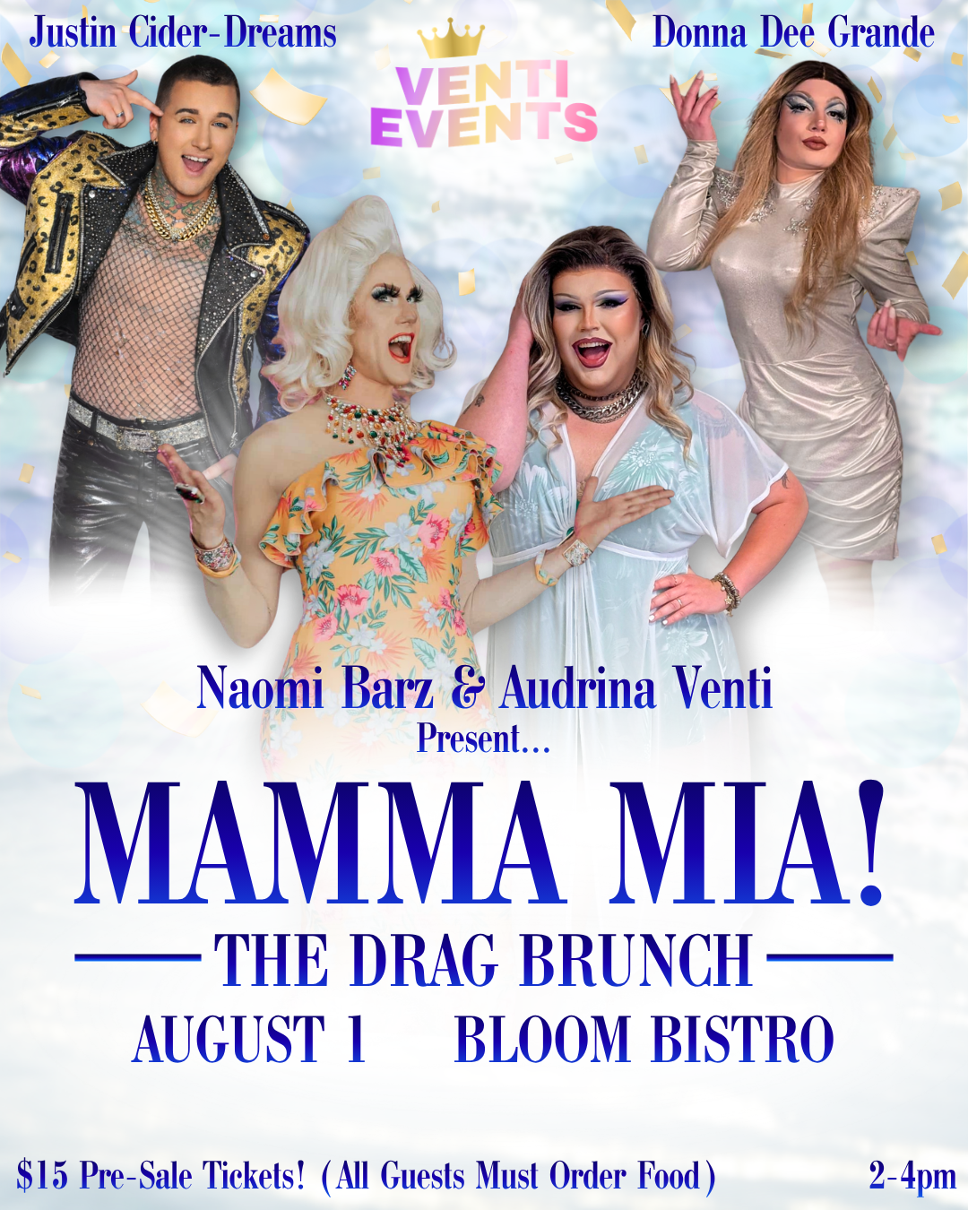 MAMMA MIA: DRAG BRUNCH! August 1st (Bloom Bistro Barrie) event